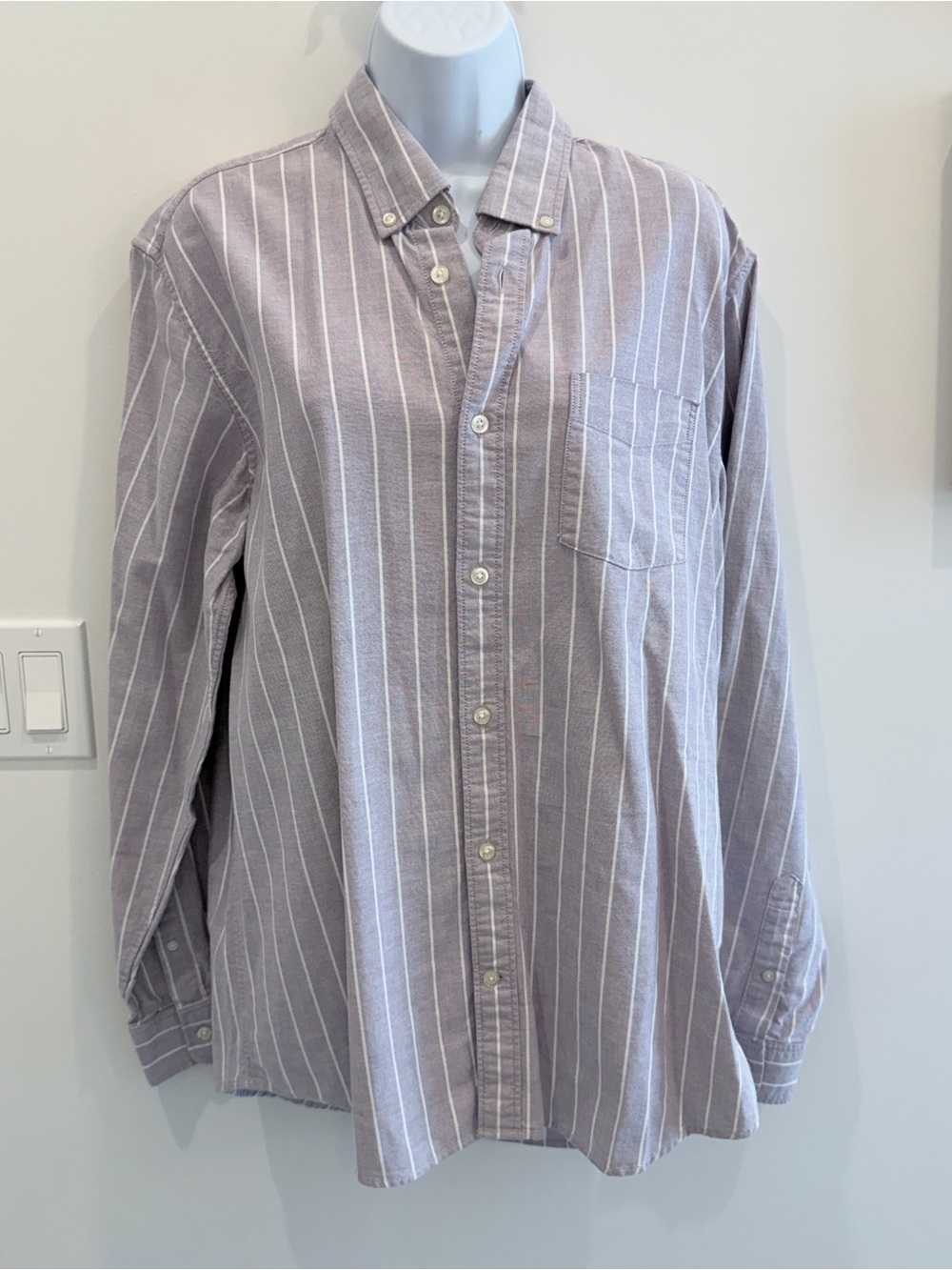 GAP Men's Button-Down Shirt in Light Lavender Stripe